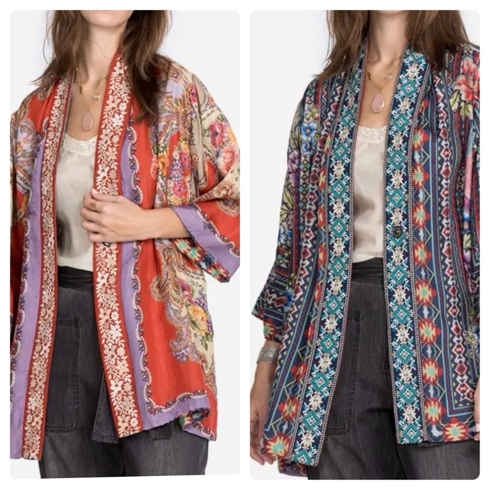 ⬇️ $380 | Johnny Was Markel Emilia Reversible Floral Design Silk Kimono. Small